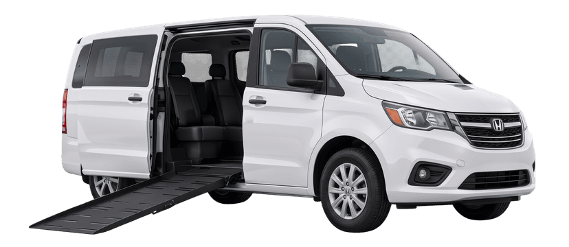 Accessible wheelchair van with ramp